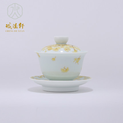 "Custom" cheng DE xuan jingdezhen tea accessories pure manual single tureen hand - made pastel 30 sweeping wind of the autumn
