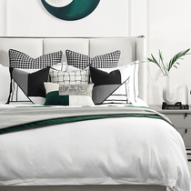 Modern gray green model room bedding high-end villa hotel modern model room bedding light luxury soft clothing