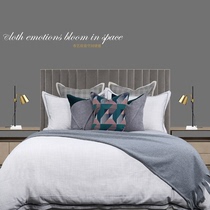  New blue pillow model room bedding Light luxury high-end villa hotel modern model room bedding