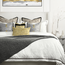Grey yellow new Chinese model room bedding high-end villa hotel modern model room bedding luxury