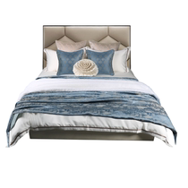  Blue and white blanket model room bedding Light luxury high-end villa hotel Modern model room bedding