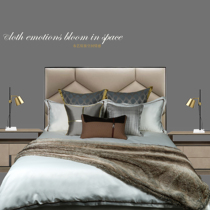 Original brown model room bedding High-end villa hotel ten-piece modern model room bedding Light luxury