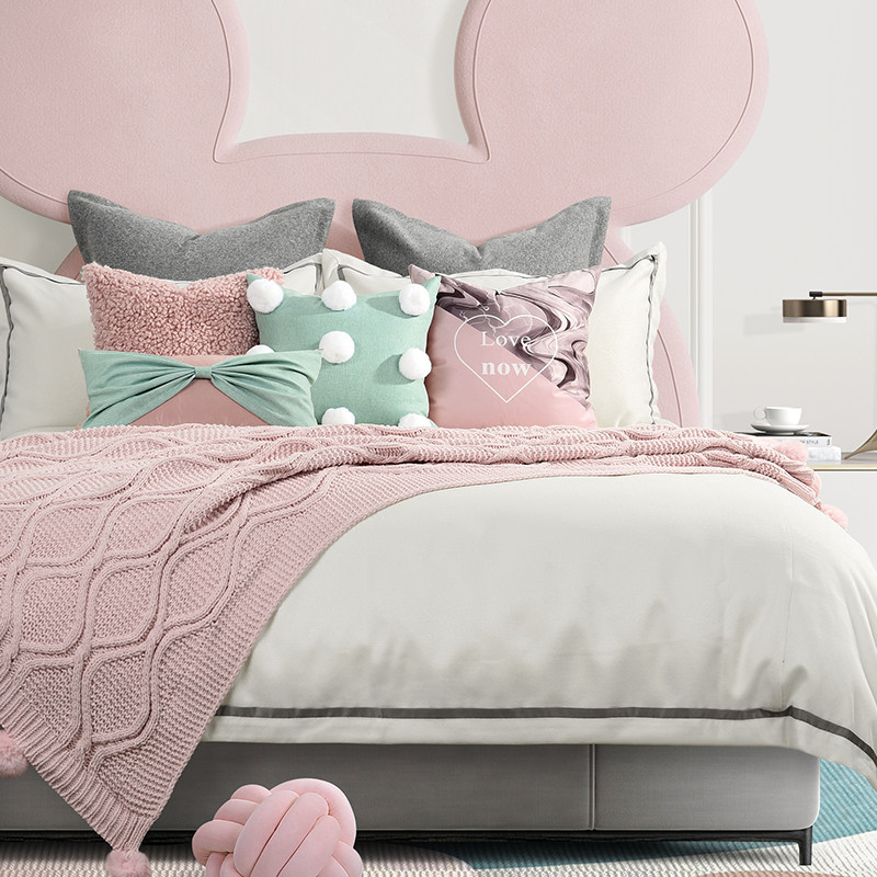 Pink girl children model room bedding Light luxury high-end villa hotel Modern model room bedding