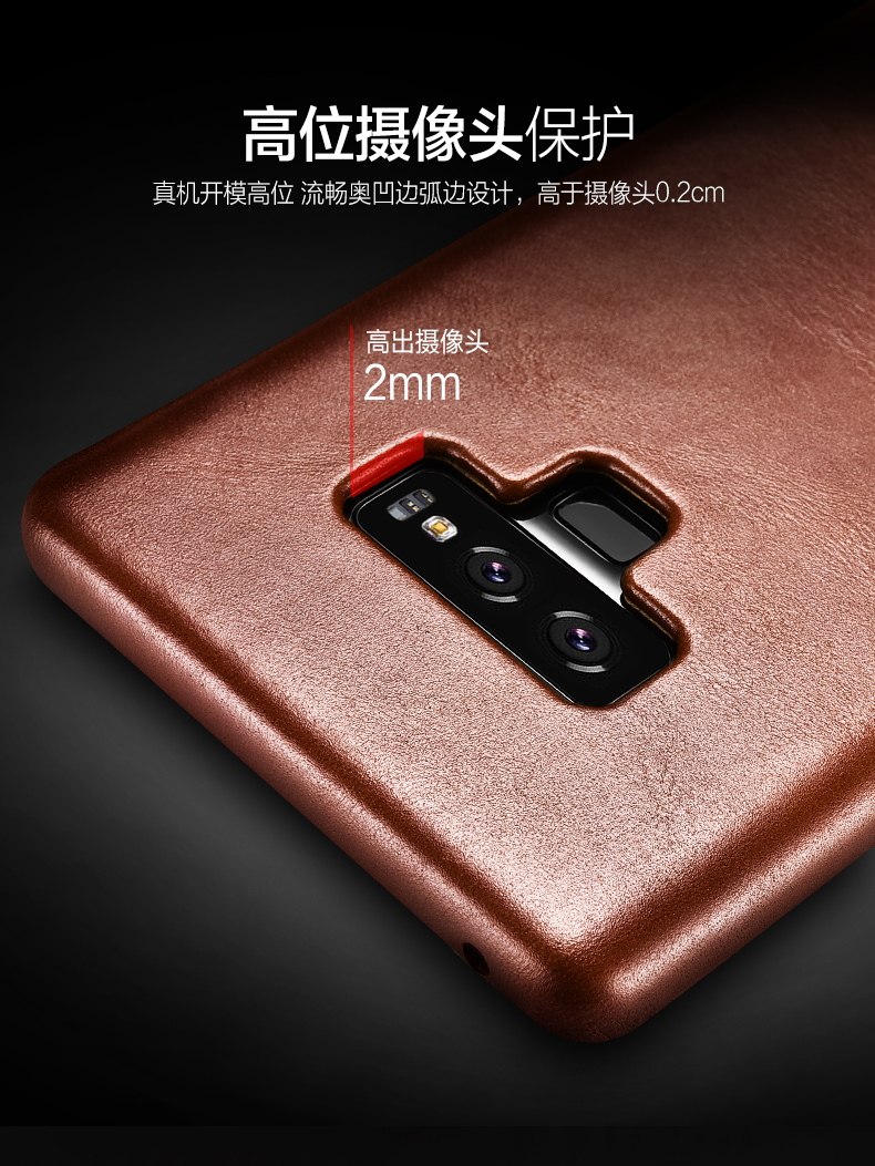 iCarer Curved Edge Vintage Series Side Open Handmade Genuine Cowhide Leather Case Cover for Samsung Galaxy Note 9