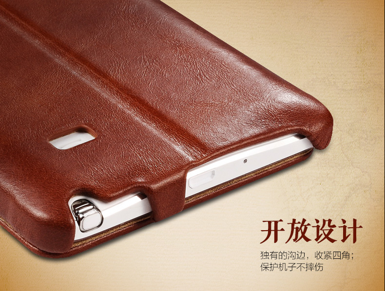 iCarer Vintage Series Side Open Handmade Genuine Cowhide Leather Case Cover for Samsung Galaxy Note 4
