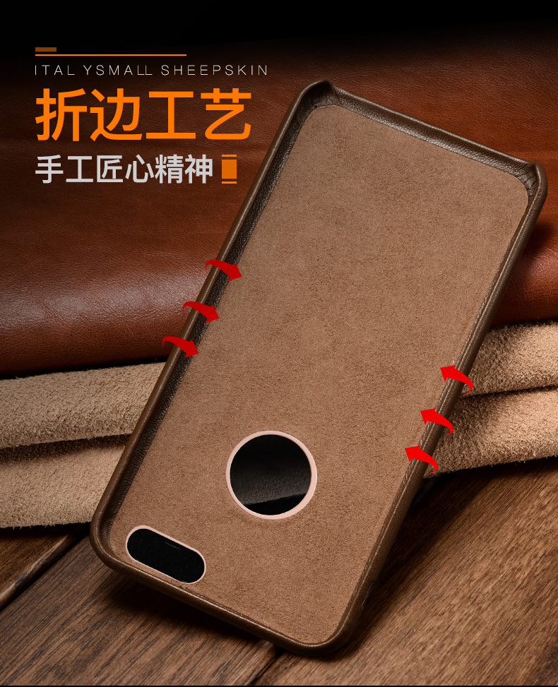 XOOMZ Business Style Handmade Genuine Lambskin Leather Back Cover Case for Apple iPhone 8 Plus & iPhone 8 & iPhone 7 Plus & iPhone 7
