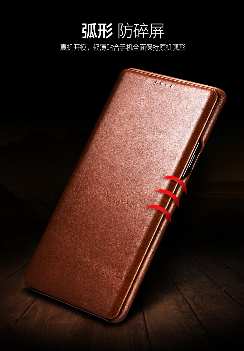 iCarer Curved Edge Vintage Series Side Open Handmade Genuine Cowhide Leather Case Cover for Samsung Galaxy Note 9