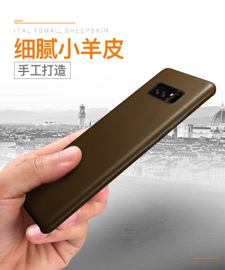 XOOMZ Business Style Handmade Genuine Lambskin Leather Back Cover Case for Samsung Galaxy Note 8
