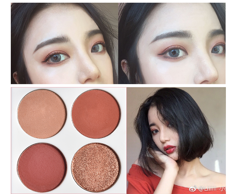 Orange Judydoll bốn màu phấn mắt khay màu xám tím hồng hồng bí ngô màu cam rượu vang đỏ hạt cát mờ nàng tiên cá phấn nhũ