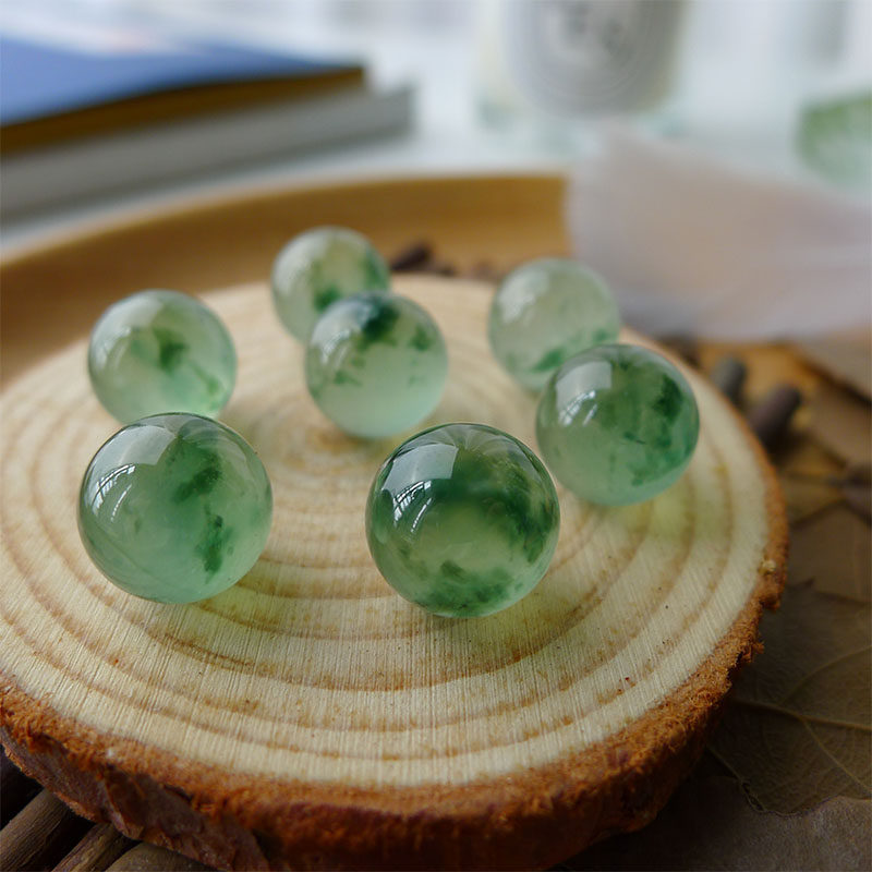 Qimei Jadeite Round Beads Large Beads Single Beads Loose Beads Jade Beads Green Beads Purple Beads Abacus Beads Necklace Hand Live Special Shot