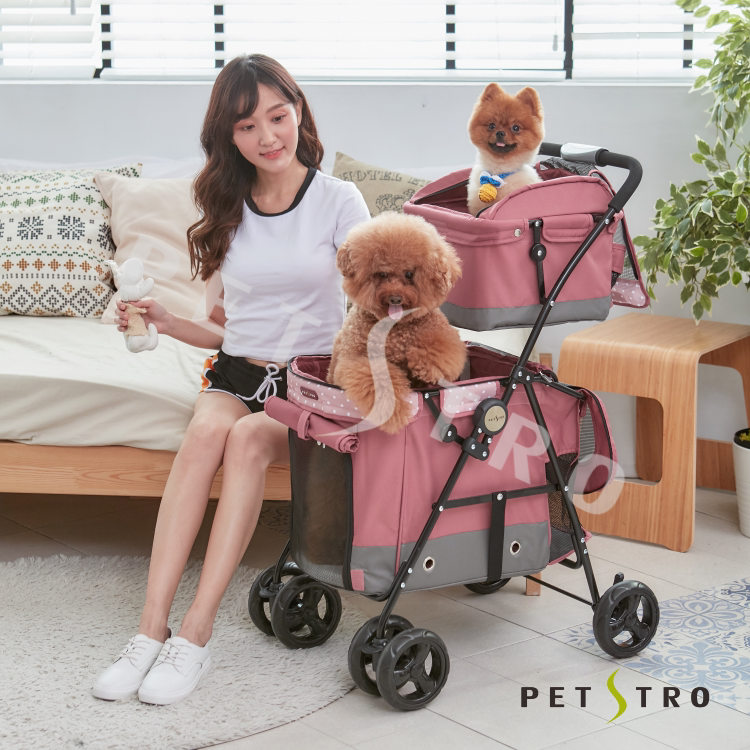 Taiwan pedeo pet stroller 409- folding out small multi - double - deck four - wheel breathable dog cat stroller Mei