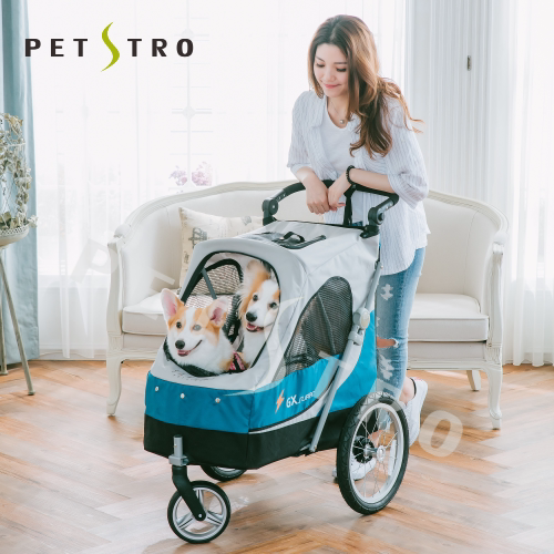 Taiwan Peteo pet stroller 702GX-can be connected to the bicycle outdoor Satsuma large dog and cat stroller blue