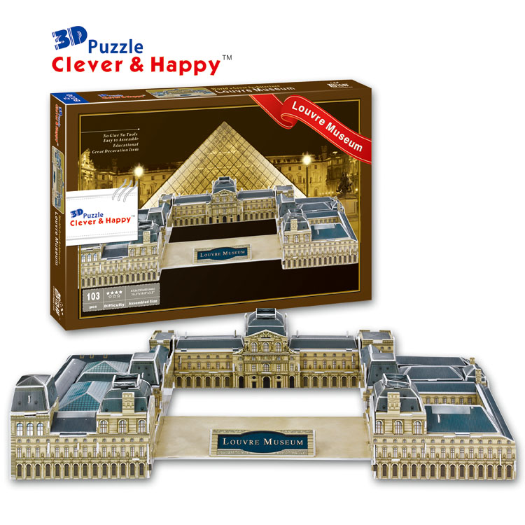 Zhile Bang 3D Stereo Puzzle Louvre Children's Puzzle Adult Puzzle Diy Paper Simulation Model