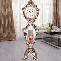 Living room floor clock flower arrangement vertical clock European antique clock large vertical clock villa floor simple table clock table clock