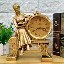 European-style living room clock bedroom clock mute clock antique desk clock simple creative fashion sitting clock bedroom clock