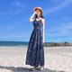 Floral suspender dress women's summer new chiffon long skirt sleeveless slimming slim seaside vacation beach dress