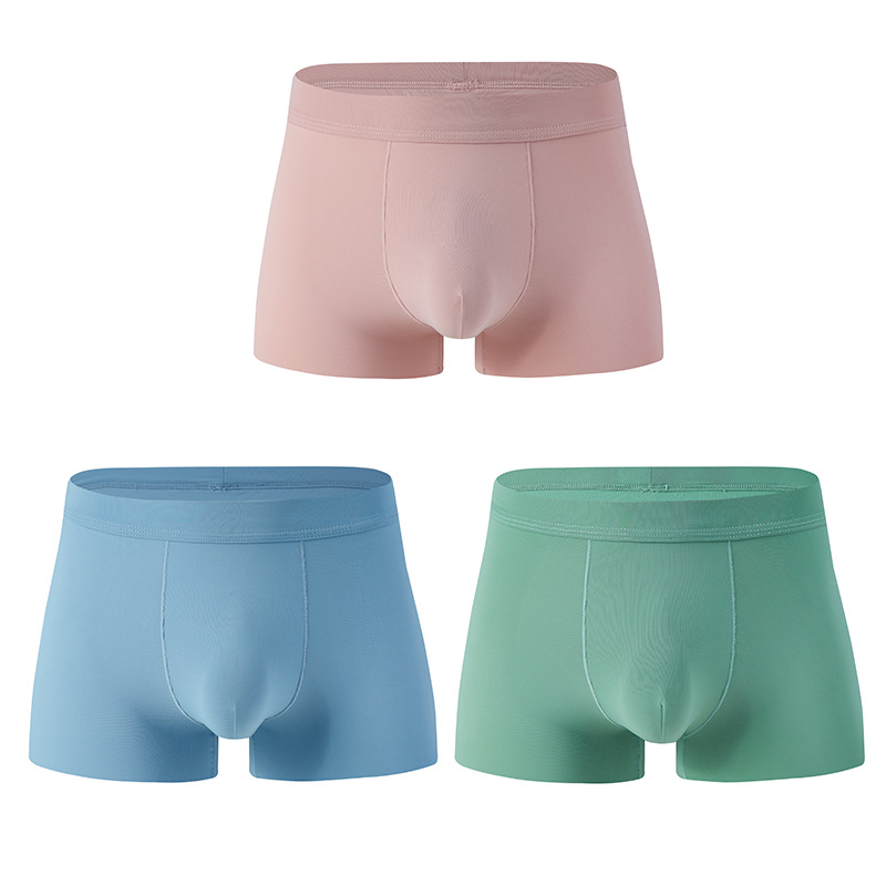 Pink + Blue + Greenman No trace modal  underpants male ultrathin ventilation motion personality boxer red trend Four shorts