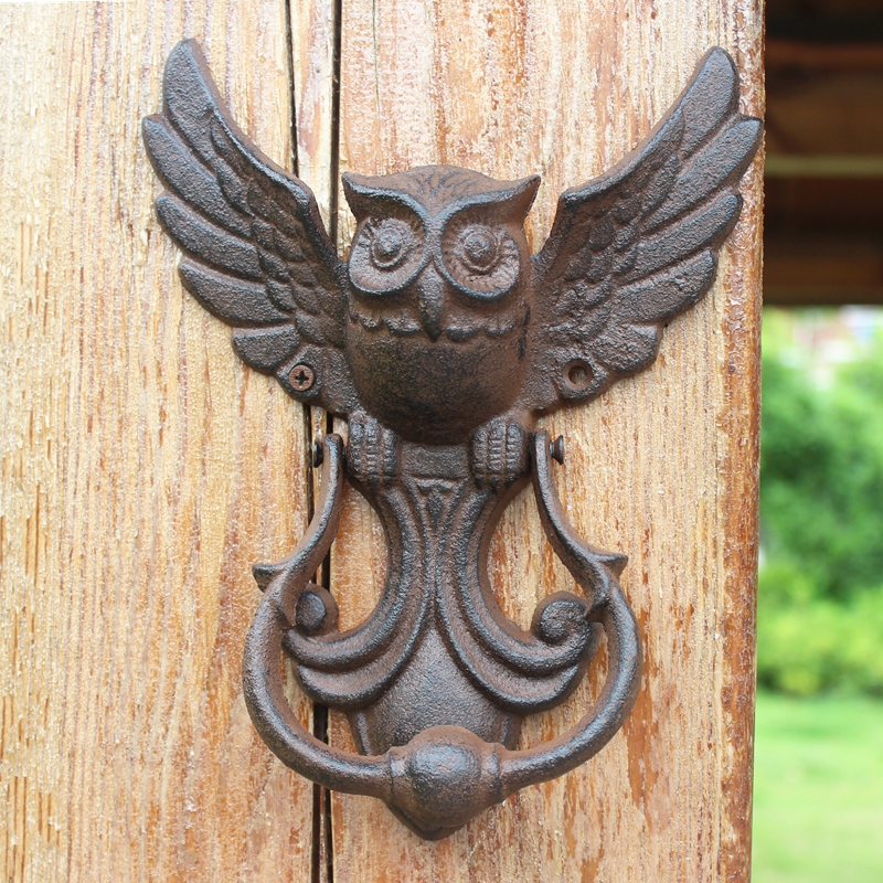 Eurostyle American Industrial Wind Cast-iron Craft Gift Pendulum retro Cat Head Eagle Door Knock Imitation Ancient Door Handle Patio Door Handle
