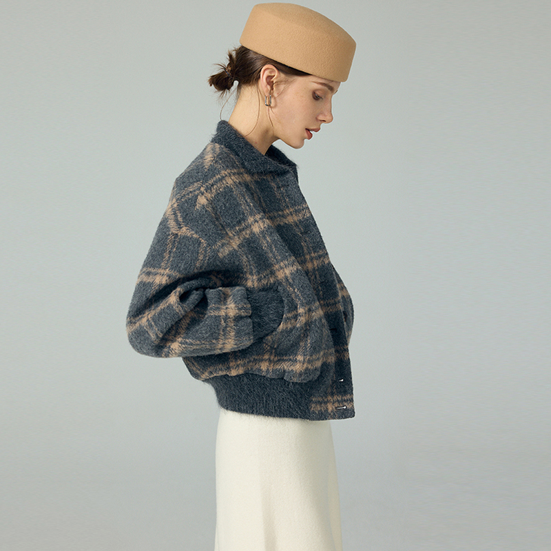 Zhen Dian Lpbc/Italian Old Money Lp Elegant Retro Baseball Alpaca Wool Tweed Jacket Autumn and Winter Thickened Coat Zhen Dian Lpbc/Italian Old Money Lp Elegant Retro Baseball Alpaca Wool Tweed Jacket Autumn and Winter Thickened Coat