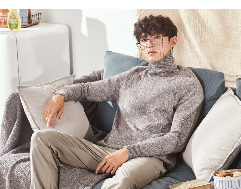 唐 2018 mùa đông mới áo len cao cổ nam phiên bản Hàn Quốc của xu hướng áo len nam sinh viên sợi cá tính áo cardigan nam