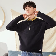 唐 2018 mùa đông mới, áo len cổ tròn nam dày, áo len lỏng màu phiên bản Hàn Quốc mỏng