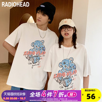 Radiohead white T-shirt pure cotton couple outfit loose look thin 2021 summer new bear tide brand niche
