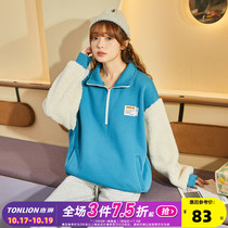 Tang lion 2021 autumn and winter new fleece sweater womens Korean version zipper loose turtleneck top trendy cool small jacket