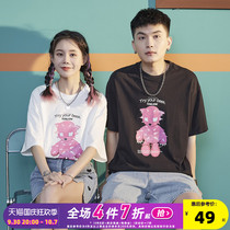 Tang Shi 2021 summer new couple summer clothes short sleeves T-shirt mens loose leggings ins design sense half-sleeved women