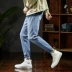 Tang sư tử mùa thu và mùa đông mới quần jeans nam chân quần Slim co nam denim quần dài Phiên bản Hàn Quốc của thủy triều Cao bồi