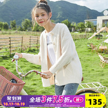 Tang Lion Spring and Autumn New Knitted Cardigan Womens Sweater Outer Lazy Japanese Short Casual Sweater Jacket Versatile