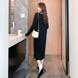 Трикотажный демисезонный лонгслив, демисезонное черное осеннее платье, длинная юбка, в стиле Шанель