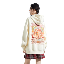 Tangshi 2024 Spring and Autumn New Womens Sweater Thin Hooded Dopamine Clown Print Top Lazy Wind Hoodie