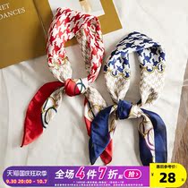 Tang Shi small square scarf silk scarf womens spring and autumn foreign style fashion retro French thin decorative scarf female net red small shawl
