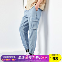 Tang Shi spring and summer jeans mens straight leg loose trousers mens casual cargo pants Korean version trend corset pants