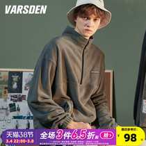 Varsden Walsdan 2022 new sweatshirt mens spring and autumn new fleece zipper trend loose top