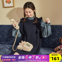 Tang Shi autumn and winter new fake two-piece dress womens stitching knit sweater skirt fashionable high-end foreign temperament skirt