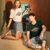 Брендовая летняя одежда, хлопковая трендовая парная одежда для влюбленных для школьников, футболка с коротким рукавом, в корейском стиле, круглый воротник