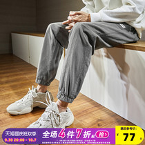 Tang Shi 2021 spring new casual pants mens loose Korean version of the slim sports long pants gray leggings trend