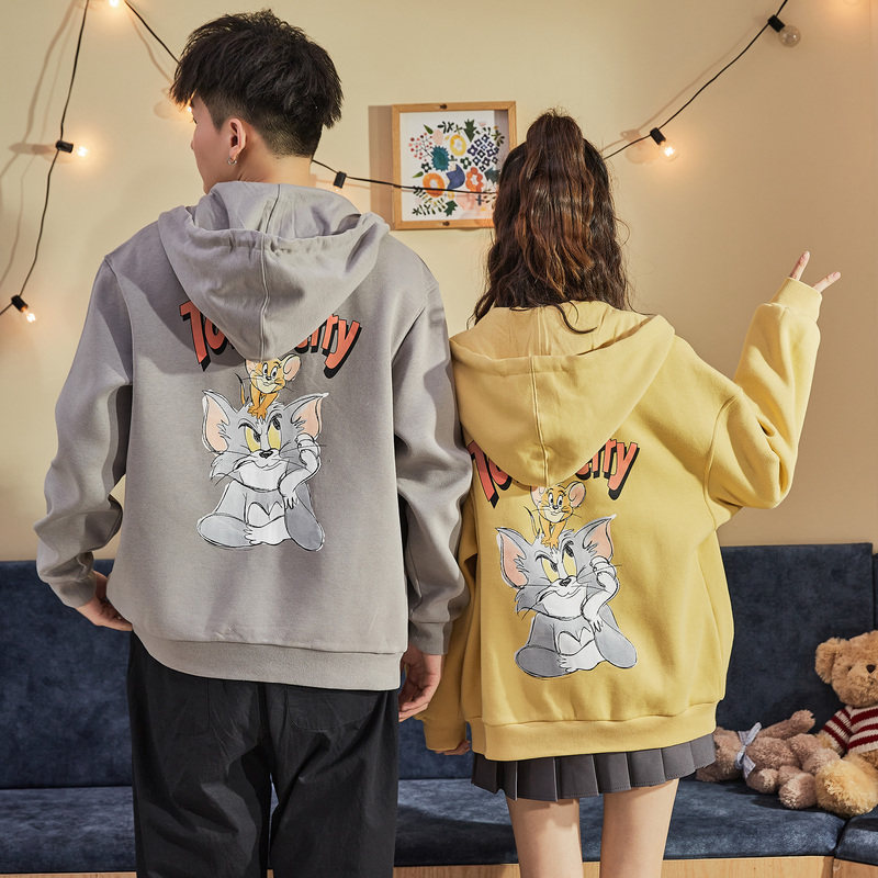 Cat and mouse joint] Tang Lion 2021 spring new couple coat hooded couple loose trend casual
