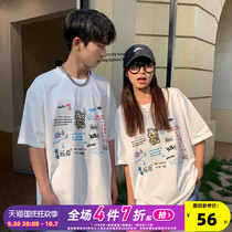 Radiohead white T-shirt pure cotton loose tide fashion summer thin graffiti short sleeves couple outfit ins top