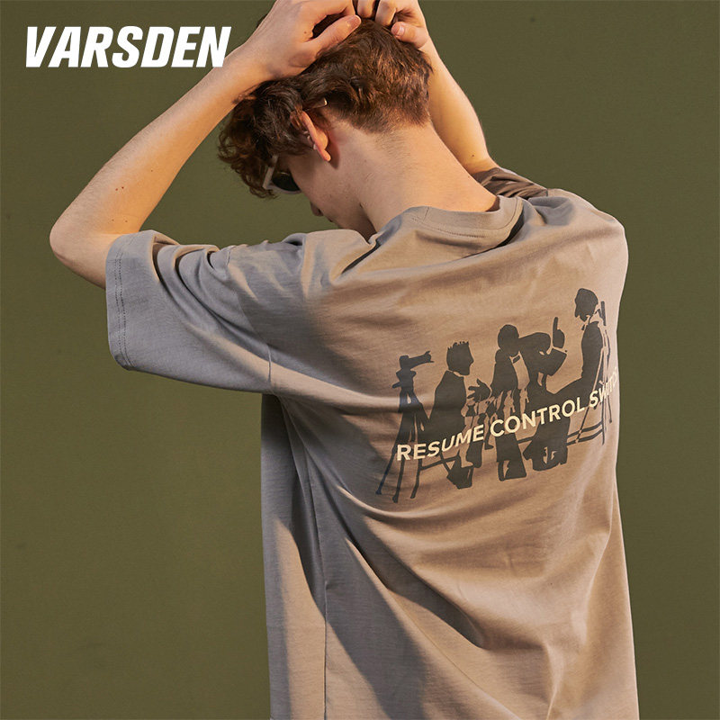Varsden Short-sleeved t-shirt men's summer tide pure cotton loose tide brand Hong Kong style casual Korean version of the top