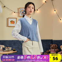 Tang lion autumn winter sweater womens outer with knitted wool vest Korean version of the academy style loose V-neck vest fashion trend top