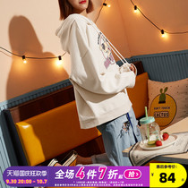 Tang Shi spring clothes new Korean version loose student hooded top autumn and winter versatile ins tide black coat women