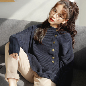 Tang sư tử mùa thu áo khoác nữ 2018 mới lười gió áo len nữ nhỏ tươi ngọt lỏng trùm đầu len áo len