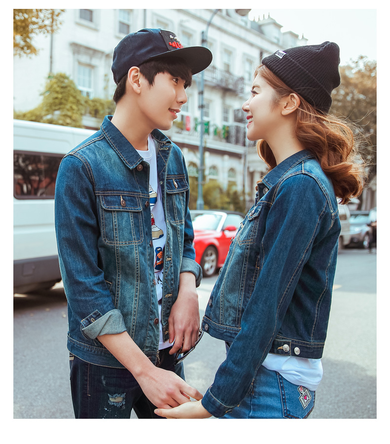 Tang lion mùa xuân và mùa thu những người yêu thích mặc denim jacket triều Hàn Quốc phiên bản của thiếu niên retro denim quần áo nam giới và phụ nữ slim denim jacket