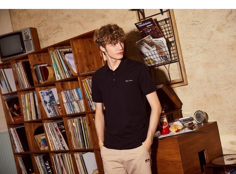 Tang sư tử áo polo nam mùa hè màu đen gió gió nhỏ Harajuku tiêu chuẩn in áo sơ mi Paul áo thun tay ngắn thương hiệu thủy triều áo polo nam đẹp