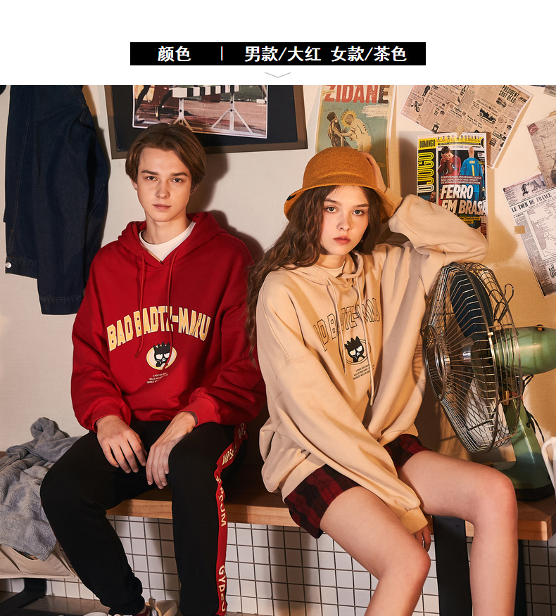 Cặp đôi áo len trùm đầu oversize2018 phụ nữ mới cộng với nhung phiên bản Hàn Quốc của áo len hip hop lỏng lẻo mùa xuân và mùa thu thủy triều đồ đôi nam nữ đẹp