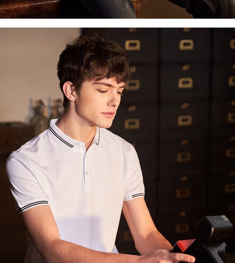 唐 Mùa hè 2018 mới áo sơ mi polo ngắn tay nam phiên bản Hàn Quốc nhỏ của thương hiệu thủy sinh nhỏ tươi giản dị Paul aso polo