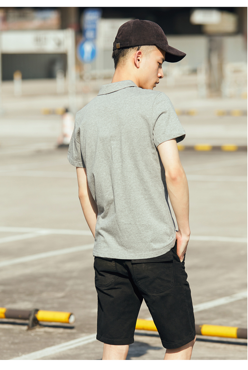 Tangshi Harajuku Tide thương hiệu áo polo nam tay ngắn cổng gió đen áo thun nam áo sơ mi nam in triều nam mùa hè áo phông có cổ