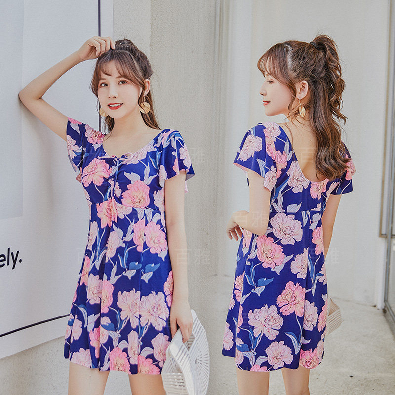 Fat Mm Big Size Swimsuit Middle-aged Mom's Actress Slim-to-Flat Corner Skirt Style Conservative Spa Swimsuit Summer